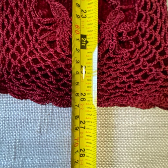 Radzoli Deep Red Chenille Dainty Crochet Flower Detail Cozy Holiday Sweater-Sz-L - Picture 13 of 16